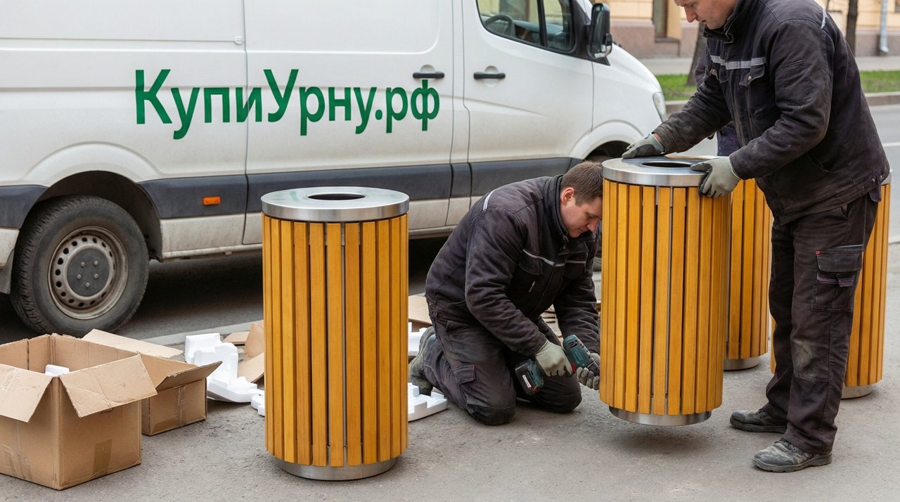Монтаж урн бригадой КупиУрну.рф — наша Газель, установка и анкеровка